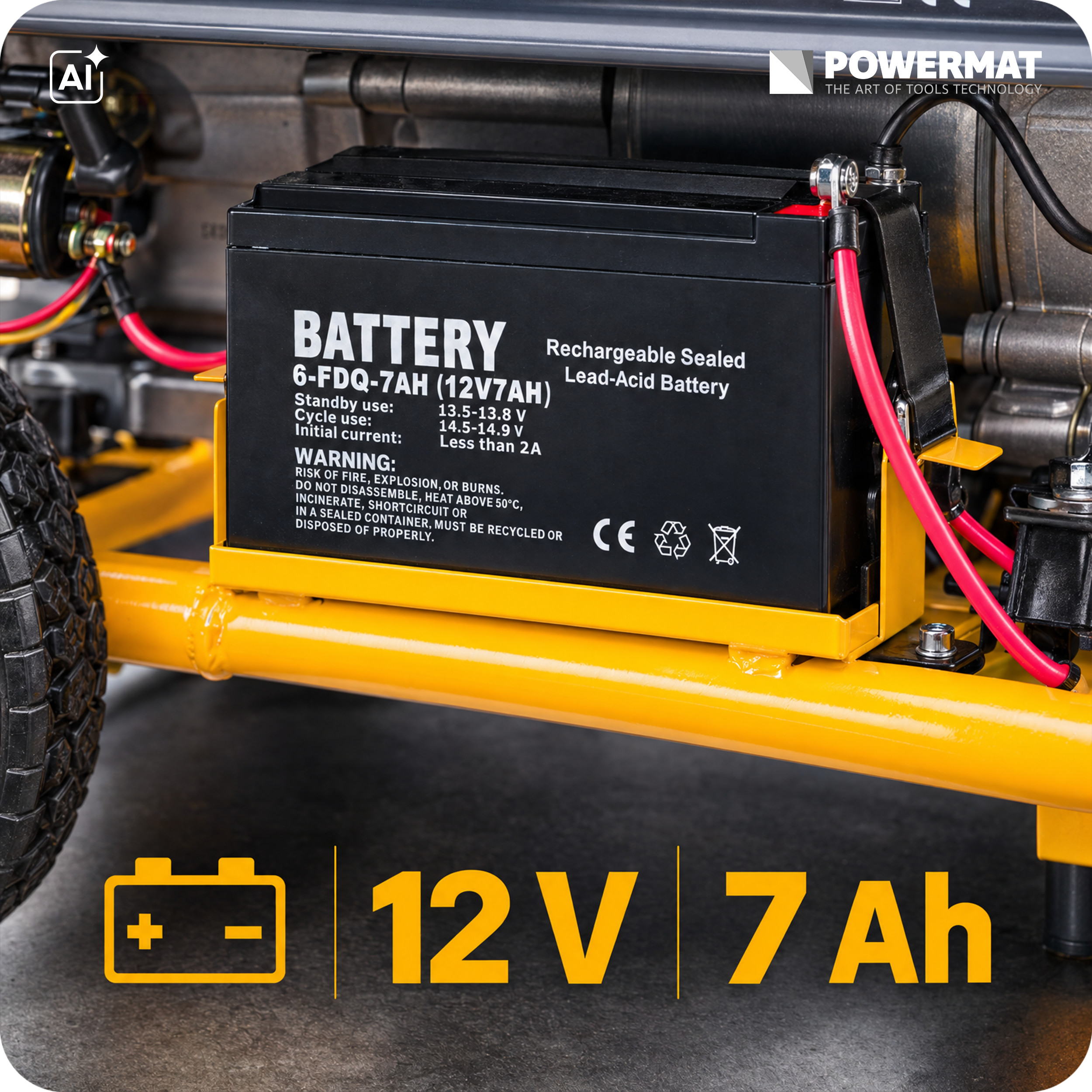 Benzininis generatorius Powermat PM-AGR-3000M2KE, 3000 W (elektrinis starteris) nuotrauka 8