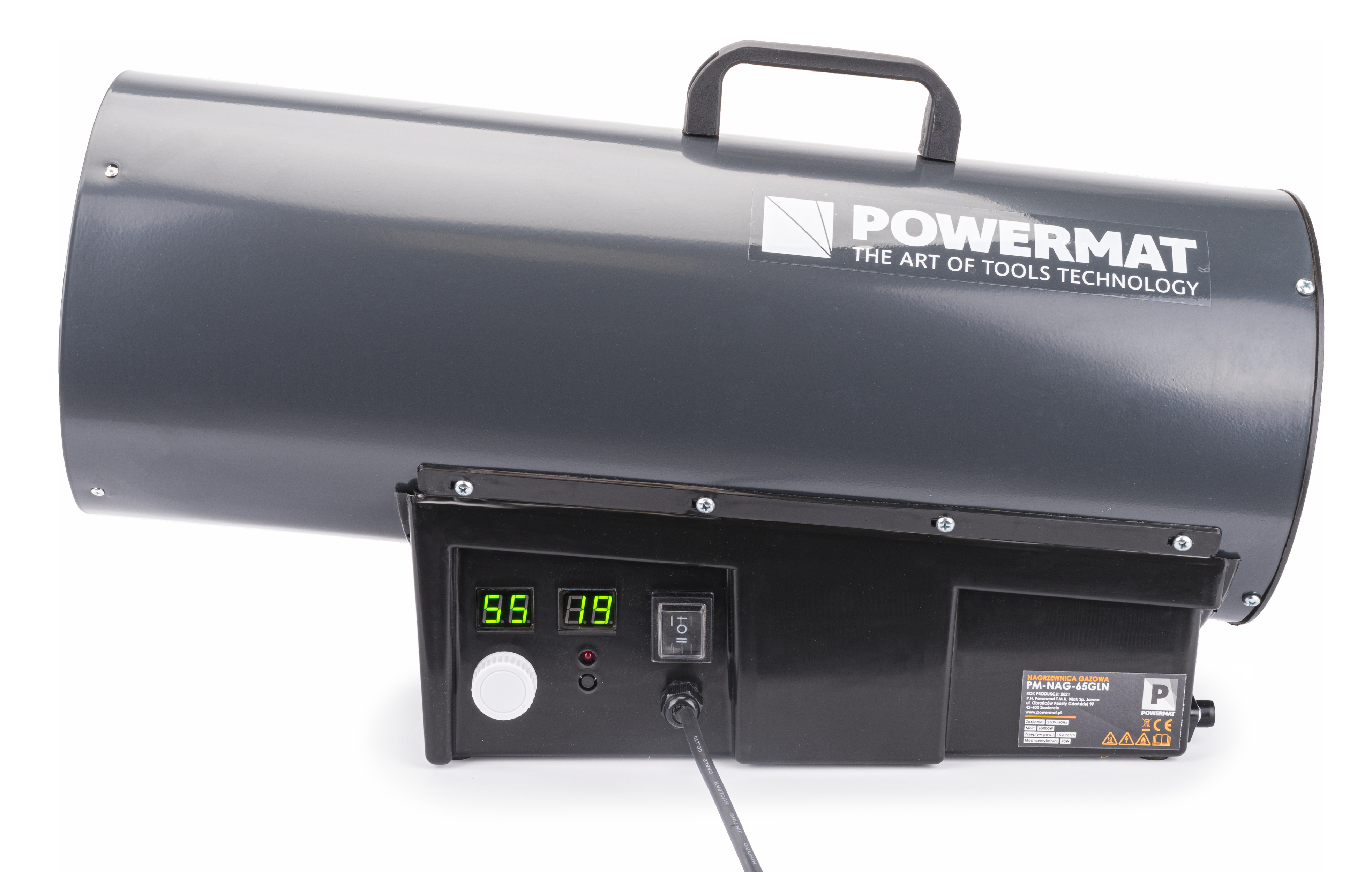 Powermat PM-NAG-65GLN dujinė oro pūtimo šildytuvė 65 kW su LCD termostatu nuotrauka 3