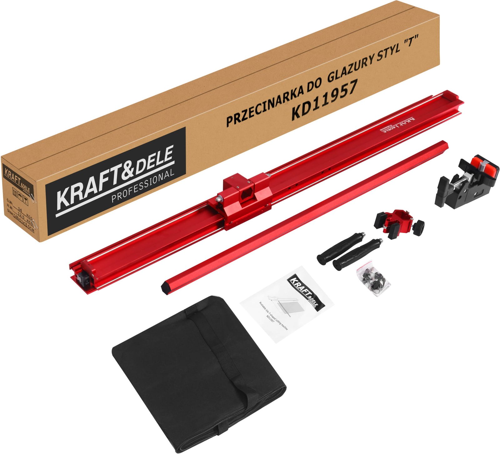 Kraft&Dele T-stiliaus plytelių pjaustymo staklės 90 cm su 1,7 m vedimu KD11957 — nuotrauka