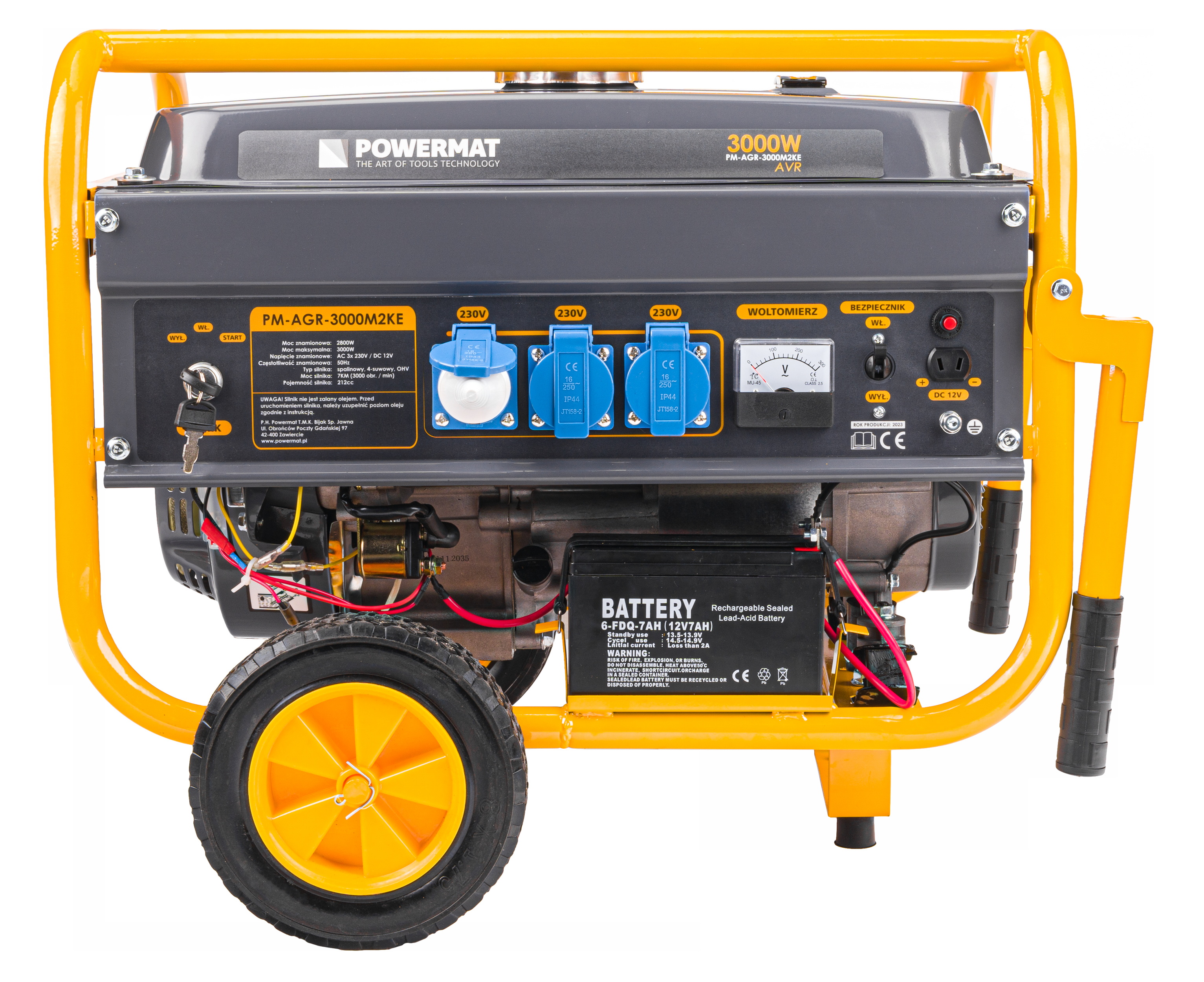 Benzininis generatorius Powermat PM-AGR-3000M2KE, 3000 W (elektrinis starteris)