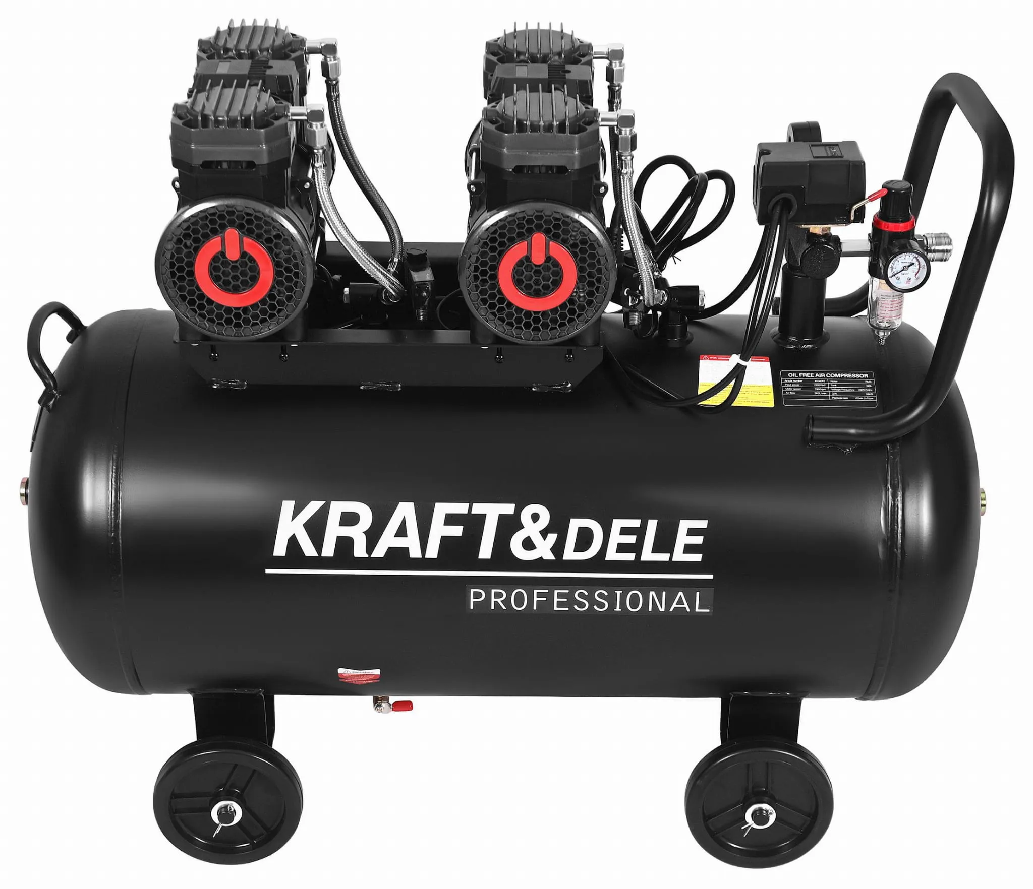 Betepalinis oro kompresorius Kraft&Dele KD4083, 100 l, 2×2200 W nuotrauka 6
