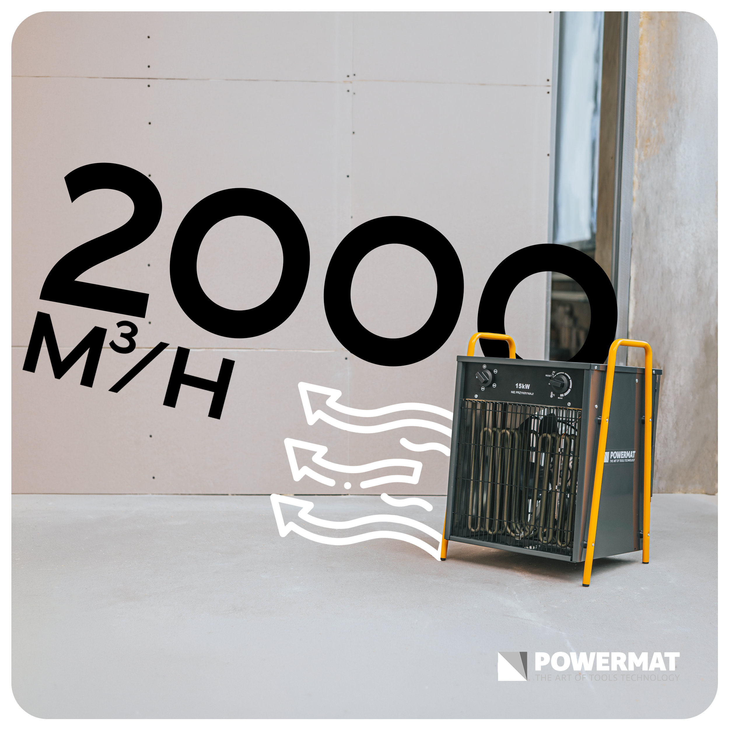 Powermat PM-NAG-15EDN elektrinis pramoninis šildytuvas 15 kW (400 V) nuotrauka 12