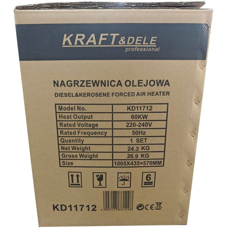 KRAFT&DELE KD11712 dyzelinis šildytuvas su termostatu, 60 kW nuotrauka 9