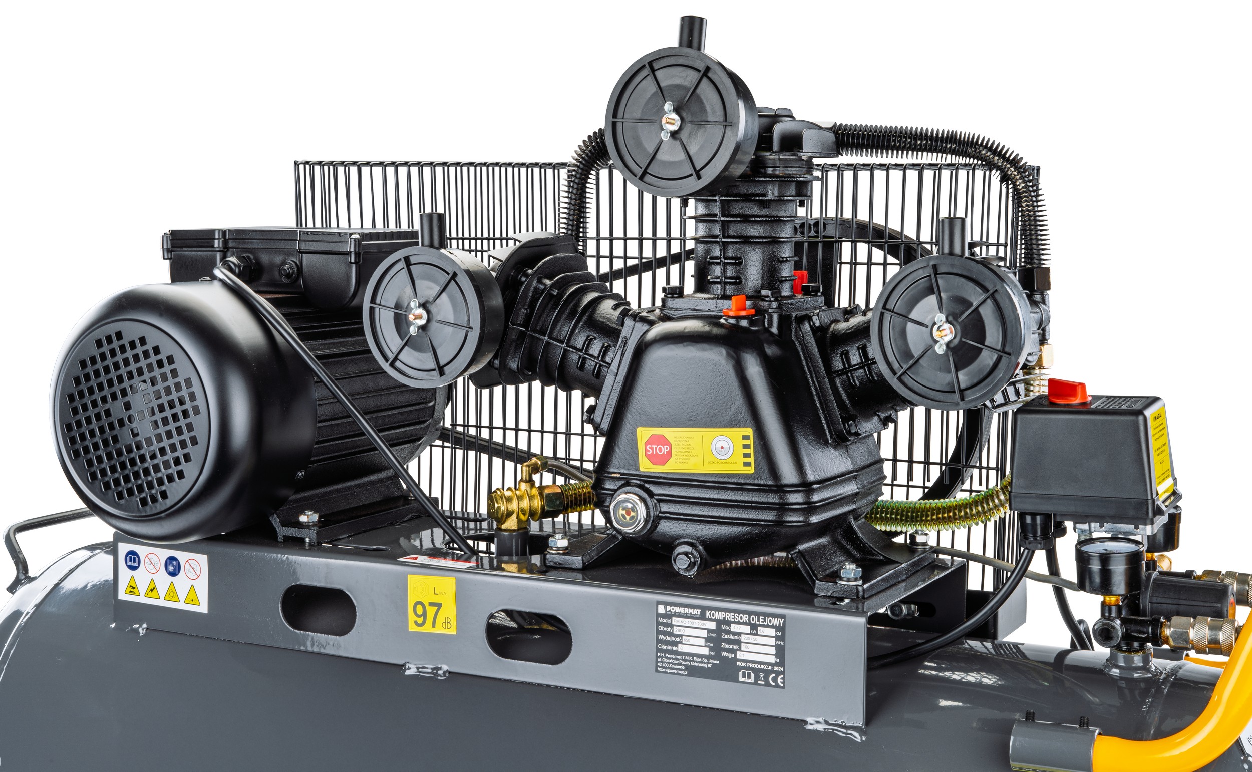 Powermat PM-KO-100T-230V alyvinis oro kompresorius 100 l nuotrauka 3