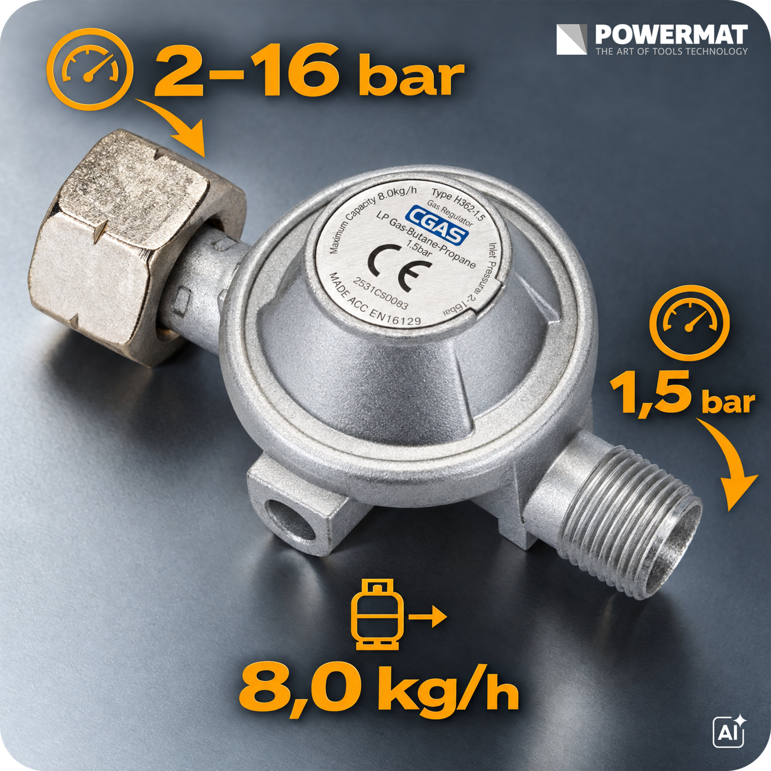 Powermat PM-NAG-65GN dujinė šilumos patranka 65 kW (su reduktoriumi) nuotrauka 9