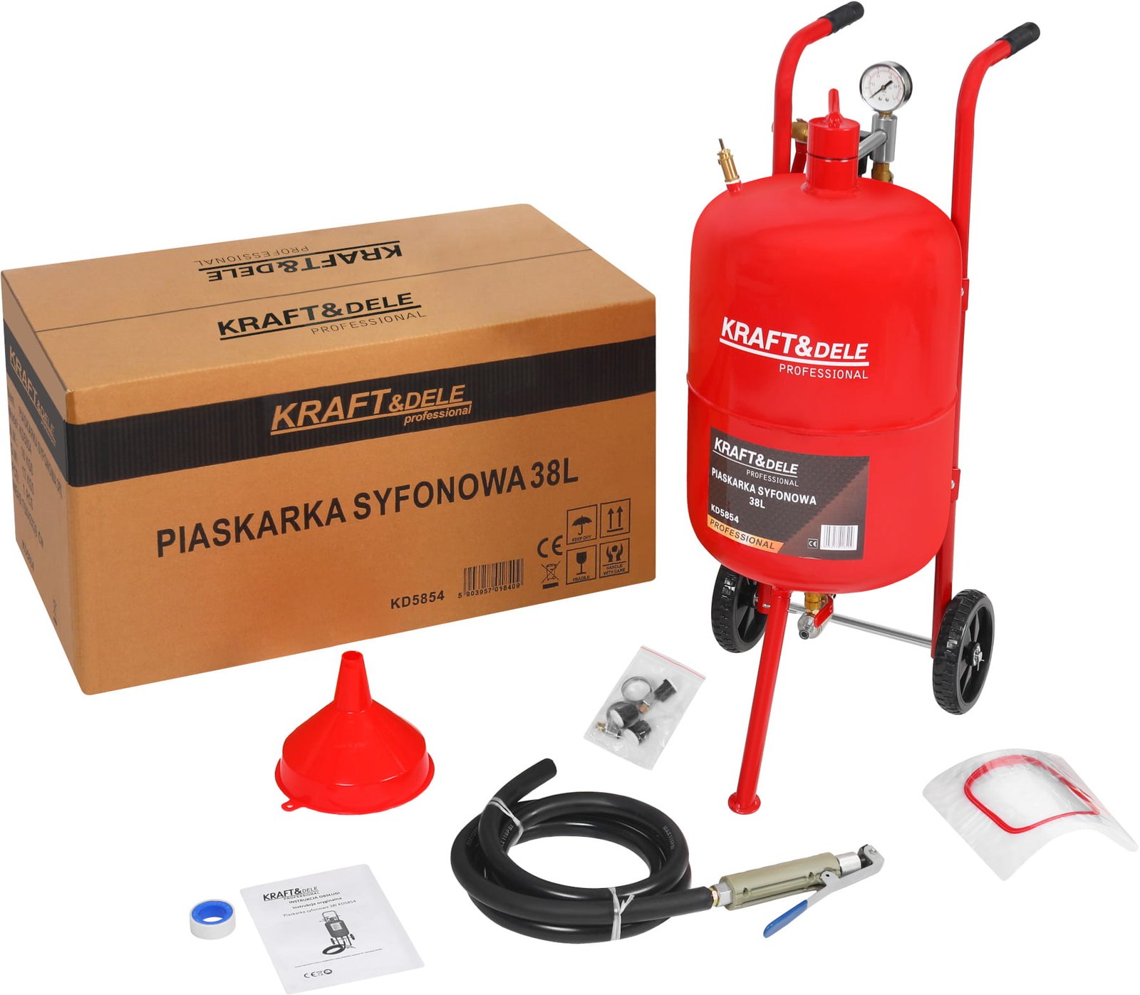 Sifoninė smėliavimo įranga 38 l + priedai KD5854 nuotrauka 4