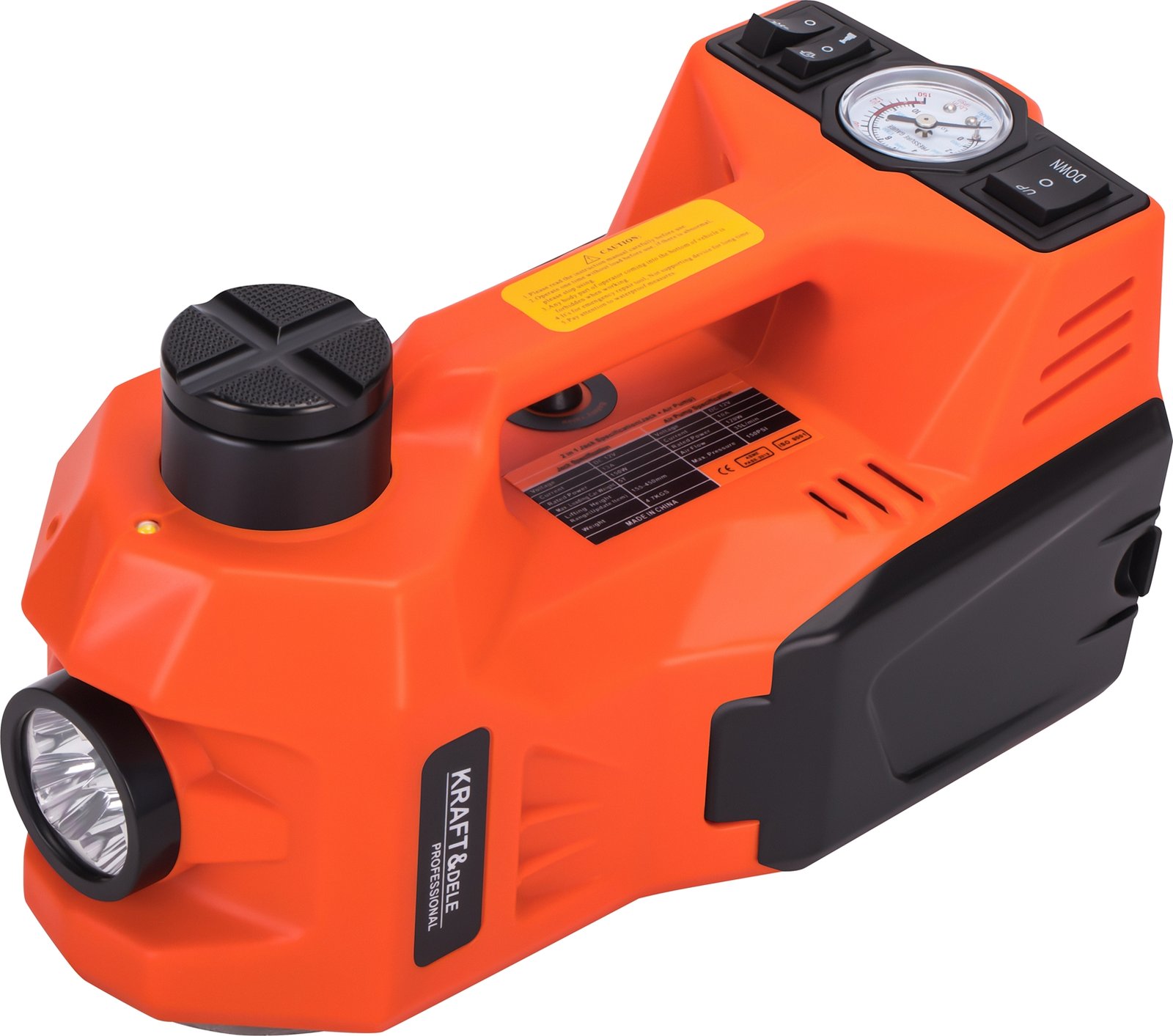 KRAFT&DELE KD1367 elektrinis domkratas su integruotu kompresoriumi (155–450 mm)