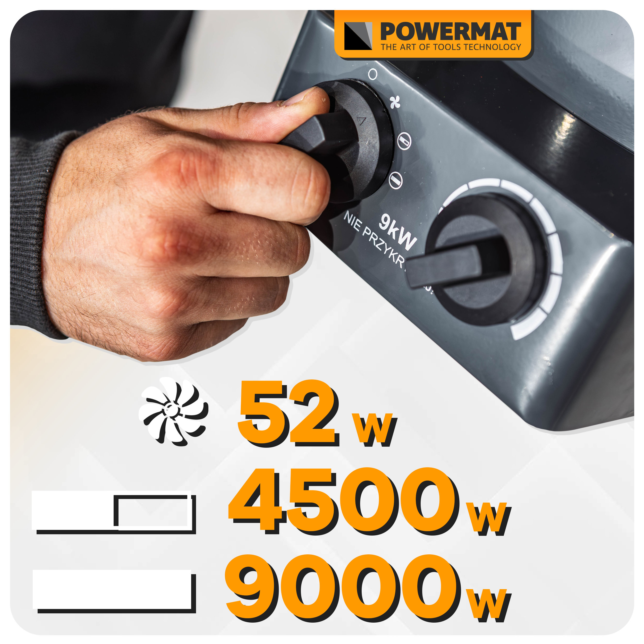 Powermat elektrinis ventiliatorinis šildytuvas 9 kW, 400 V (PM-NAG-9EN) nuotrauka 9