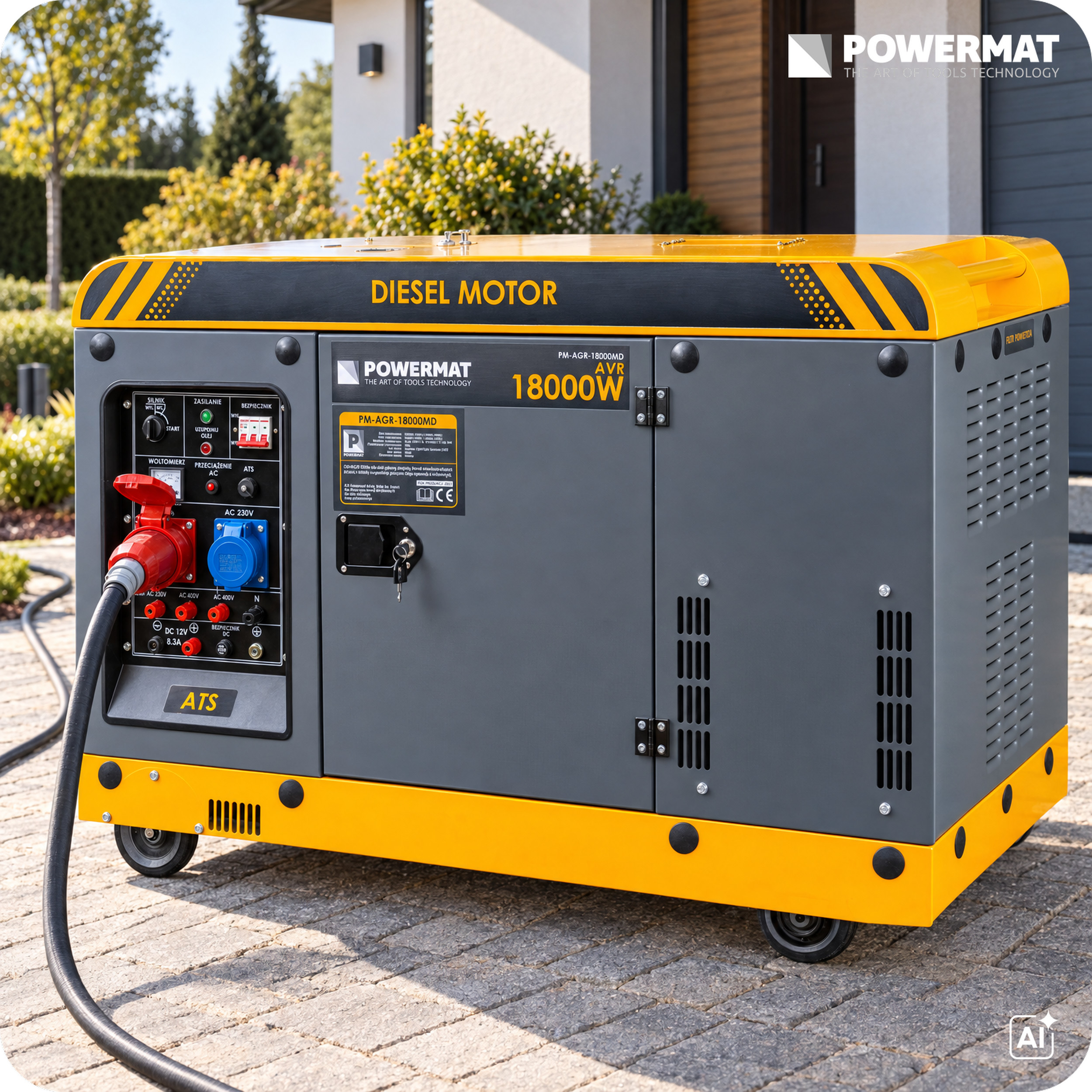 Powermat PM-AGR-18000MD dyzelinis trifazis generatorius su ATS, 18 kW nuotrauka 4