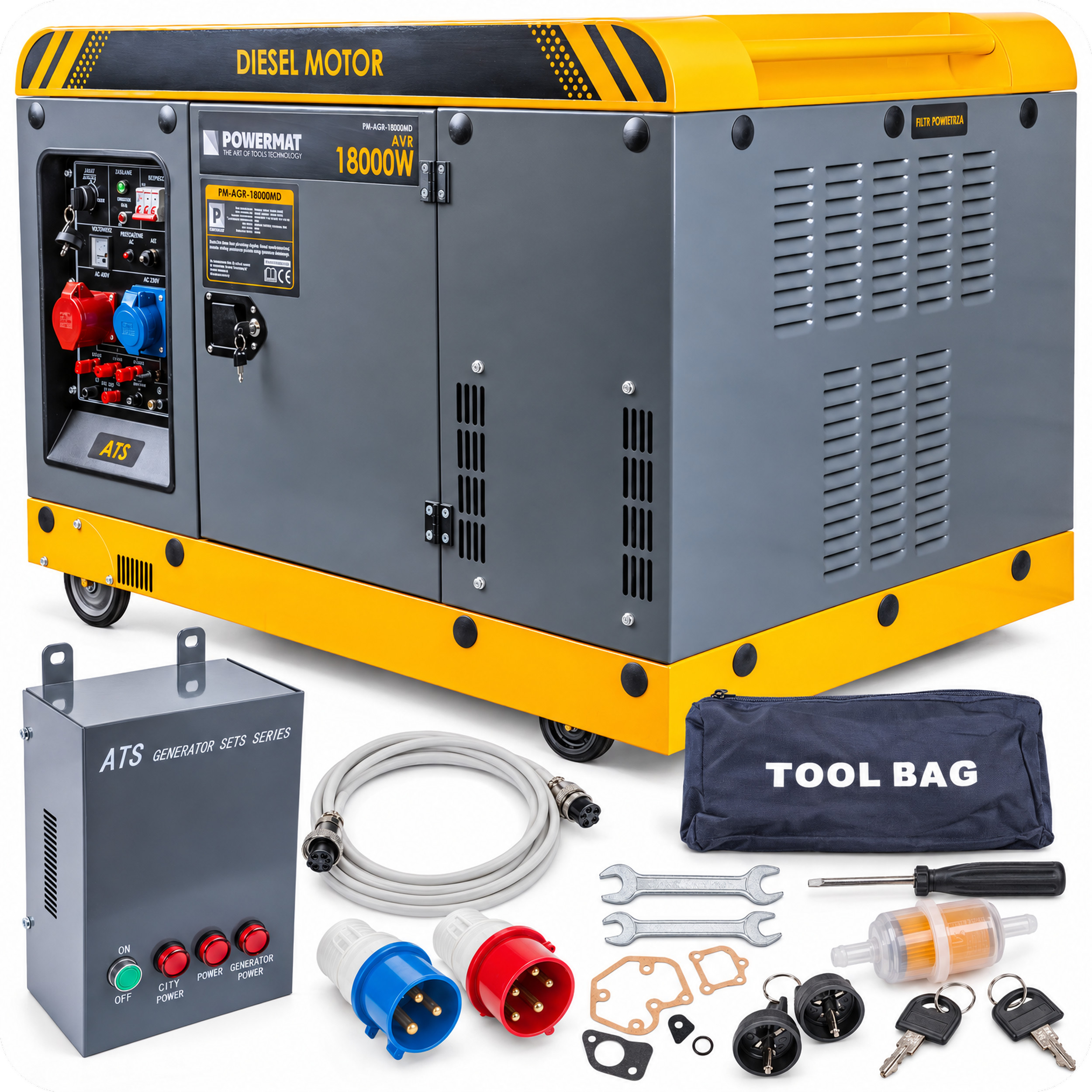 Powermat PM-AGR-18000MD dyzelinis trifazis generatorius su ATS, 18 kW