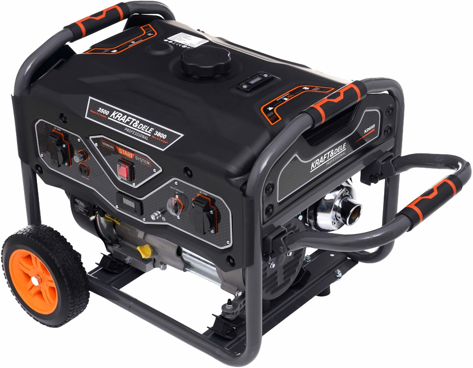 Kraft&Dele KD695 benzininis elektros generatorius 3.2/3.5 kW (230 V)