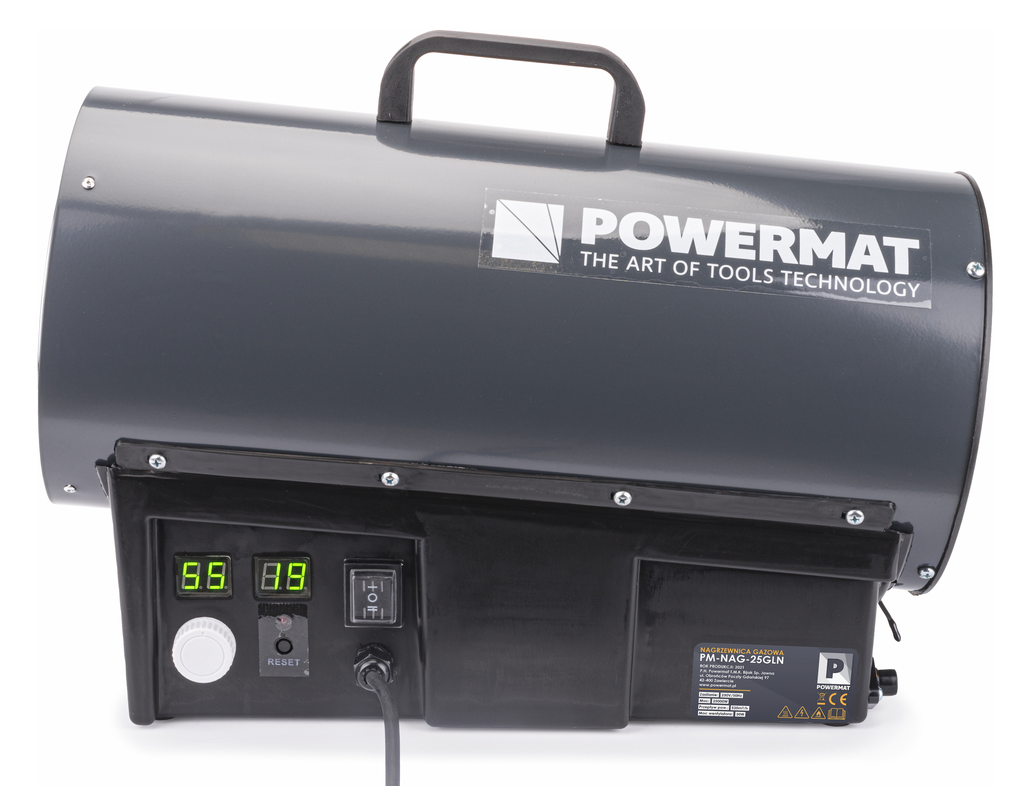 Powermat PM-NAG-25GLN dujinis ventiliatorinis šildytuvas, 25 kW (su LCD termostatu) nuotrauka 2