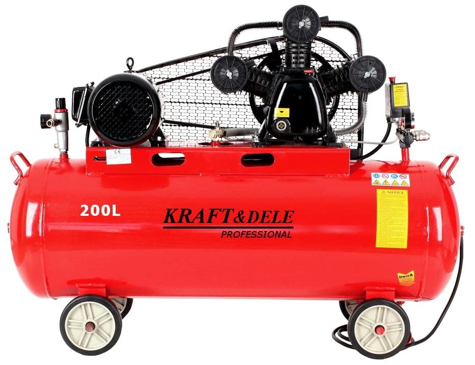 Kraft&Dele KD1474 oro kompresorius, 200 l, 3 stūmokliai su separatoriumi — nuotrauka