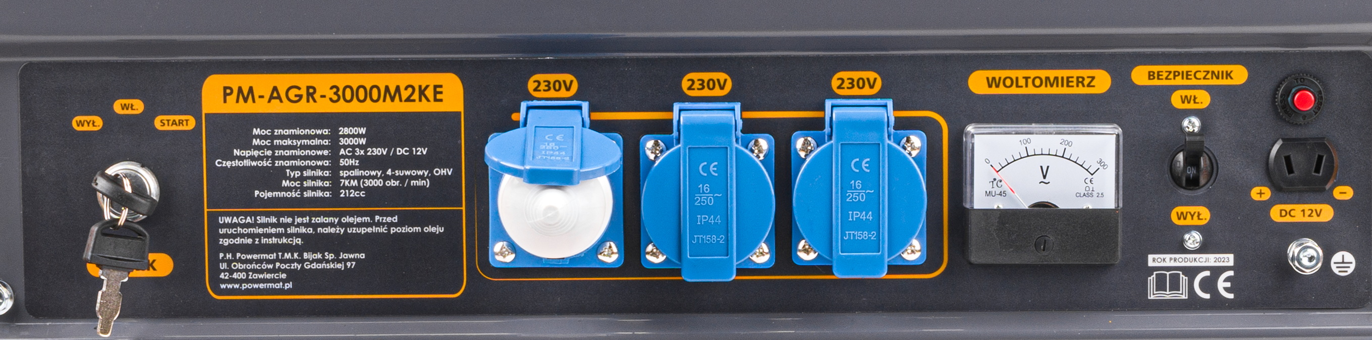 Benzininis generatorius Powermat PM-AGR-3000M2KE, 3000 W (elektrinis starteris) nuotrauka 5