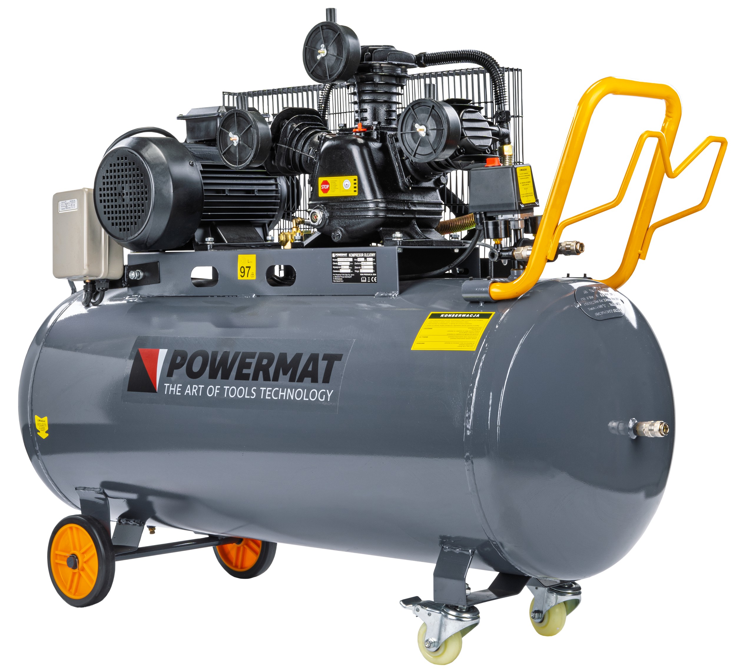 Powermat PM-KO-200T-400V alyvinis oro kompresorius, 200 l, 400 V (PM1308) — nuotrauka 1