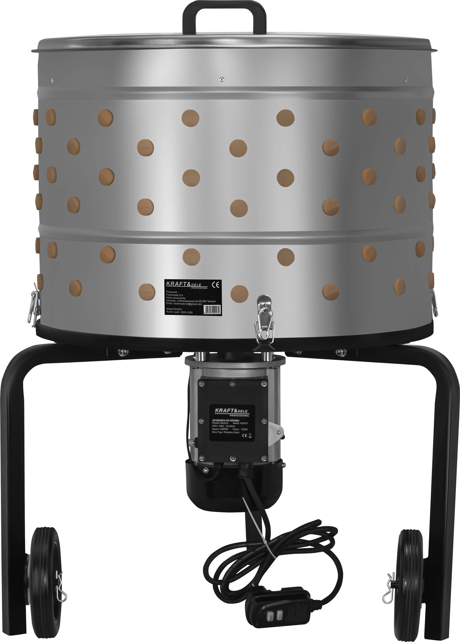 KRAFT&DELE KD4351 paukščių plunksnų pešyklė, 1300 W, Ø650 mm nuotrauka 3