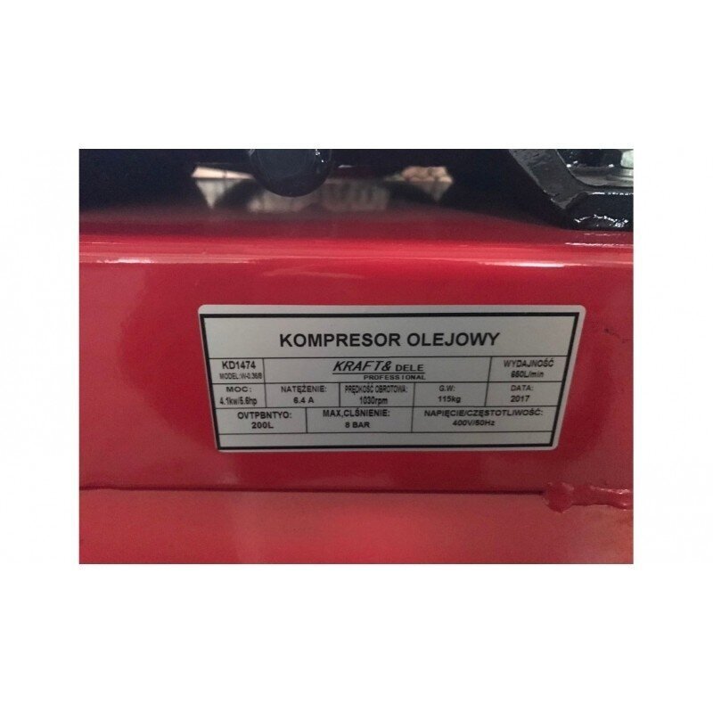 Kraft&Dele KD1474 oro kompresorius, 200 l, 3 stūmokliai su separatoriumi nuotrauka 4