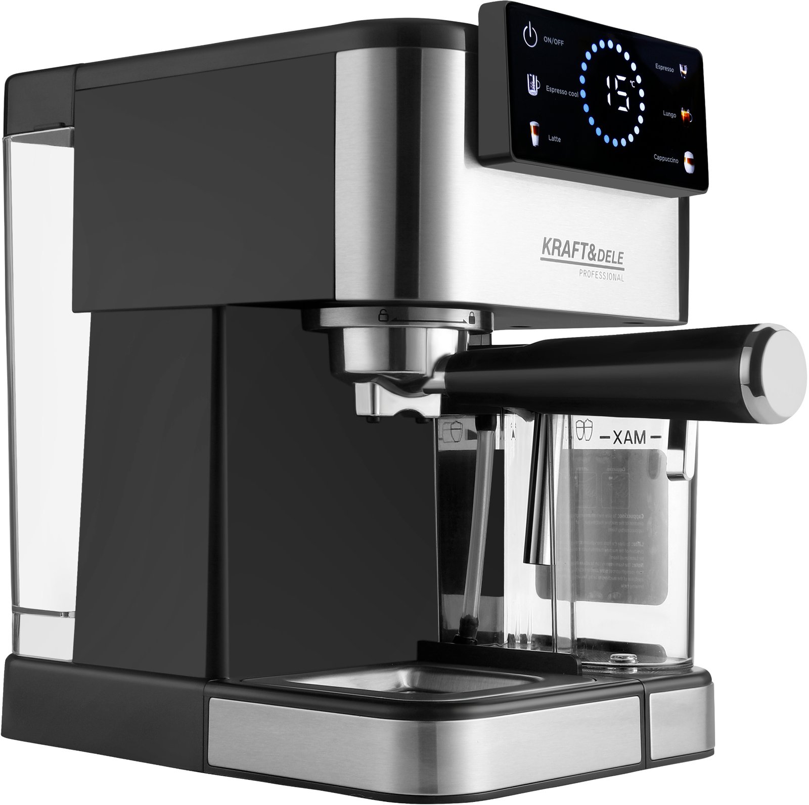 Kraft&Dele KD4292 slėginis kavos aparatas, 1500 W, 20 bar, LCD nuotrauka 4