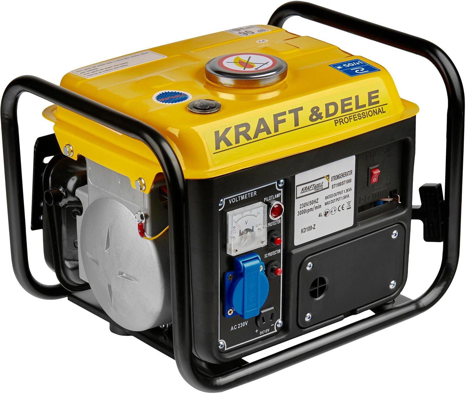 Kraft&Dele KD109Z benzininis elektros generatorius 1200 W, 12/230 V — nuotrauka