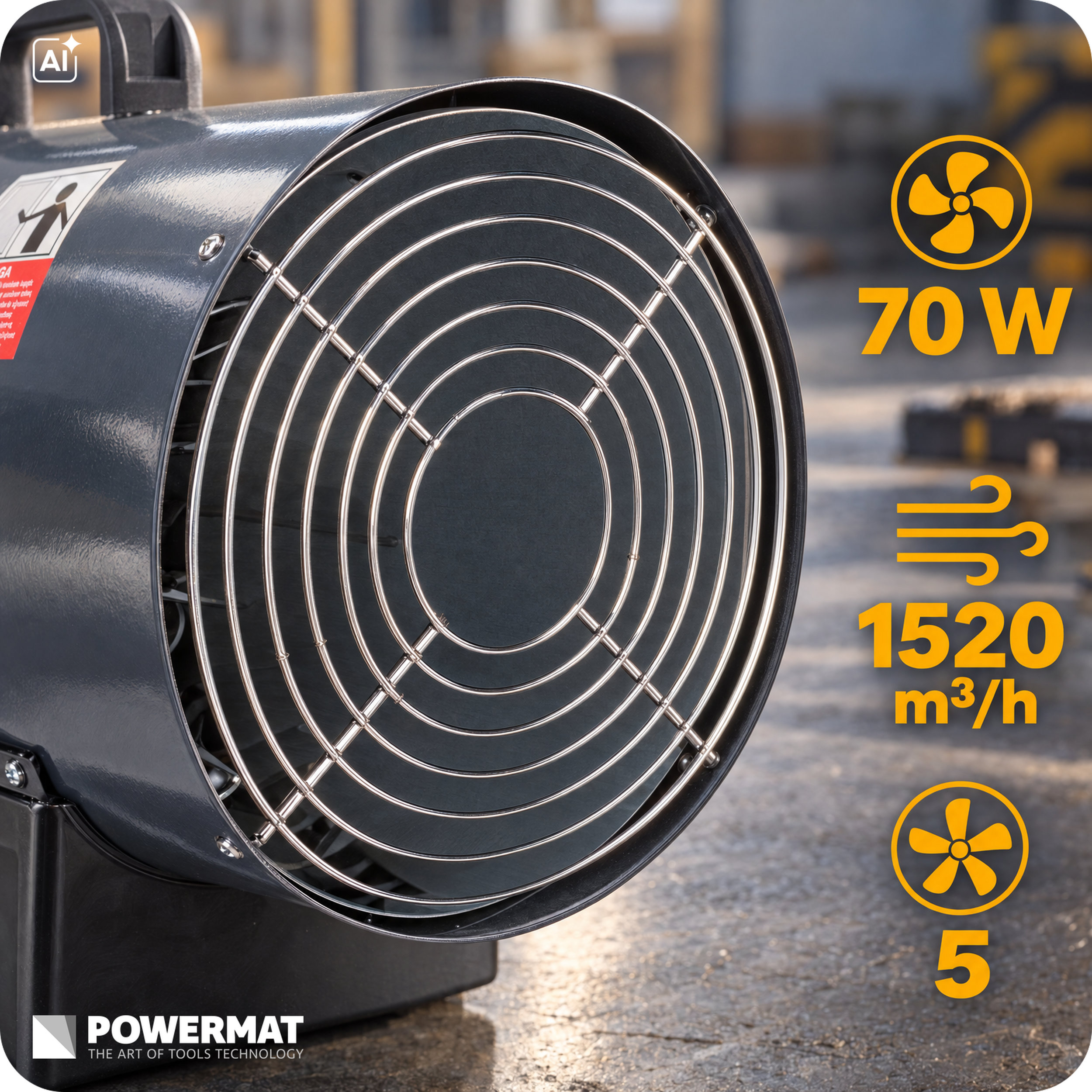 Powermat PM-NAG-65GLN dujinė oro pūtimo šildytuvė 65 kW su LCD termostatu nuotrauka 8