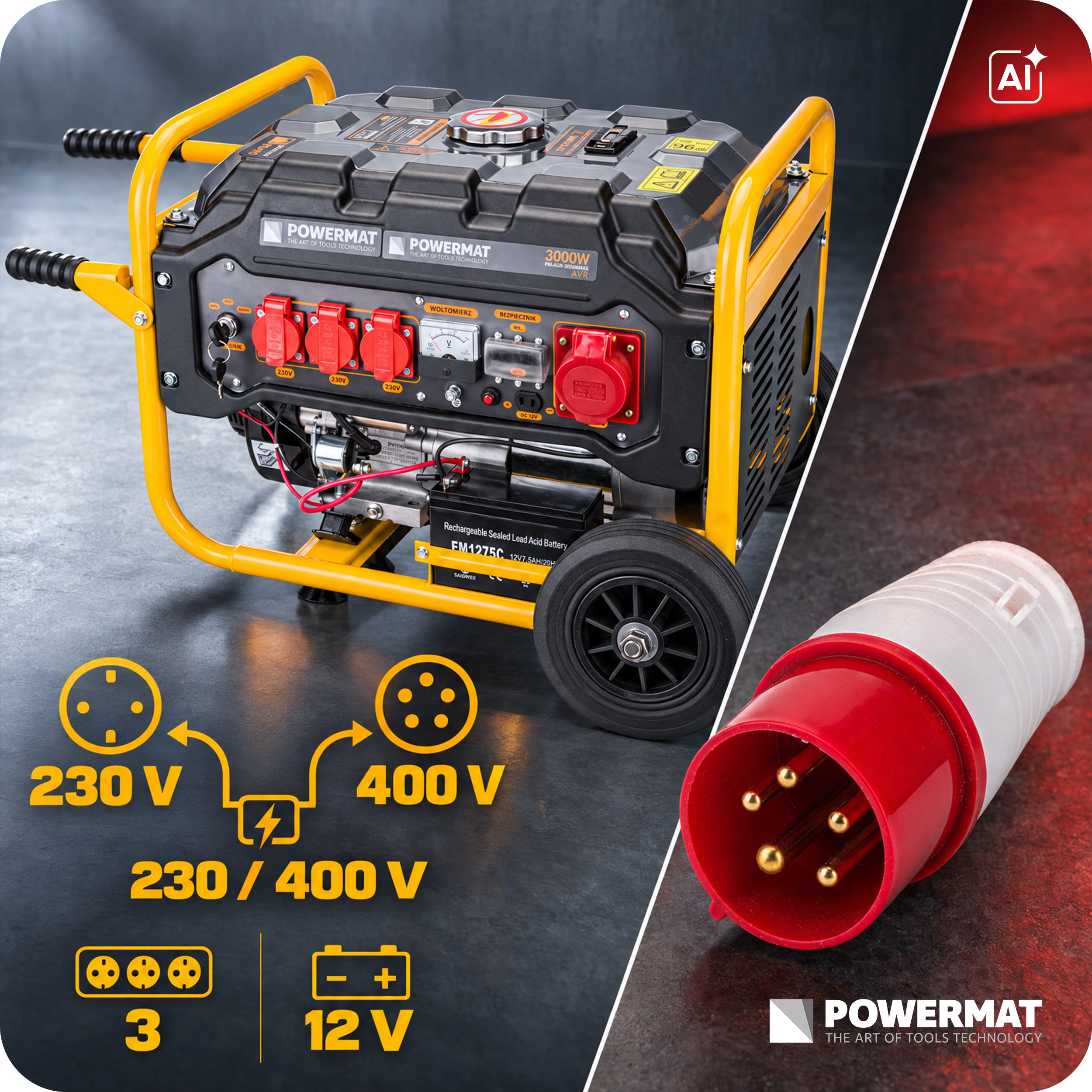 Powermat PM-AGR-3000MNKE generatorius, 3000 W nuotrauka 11
