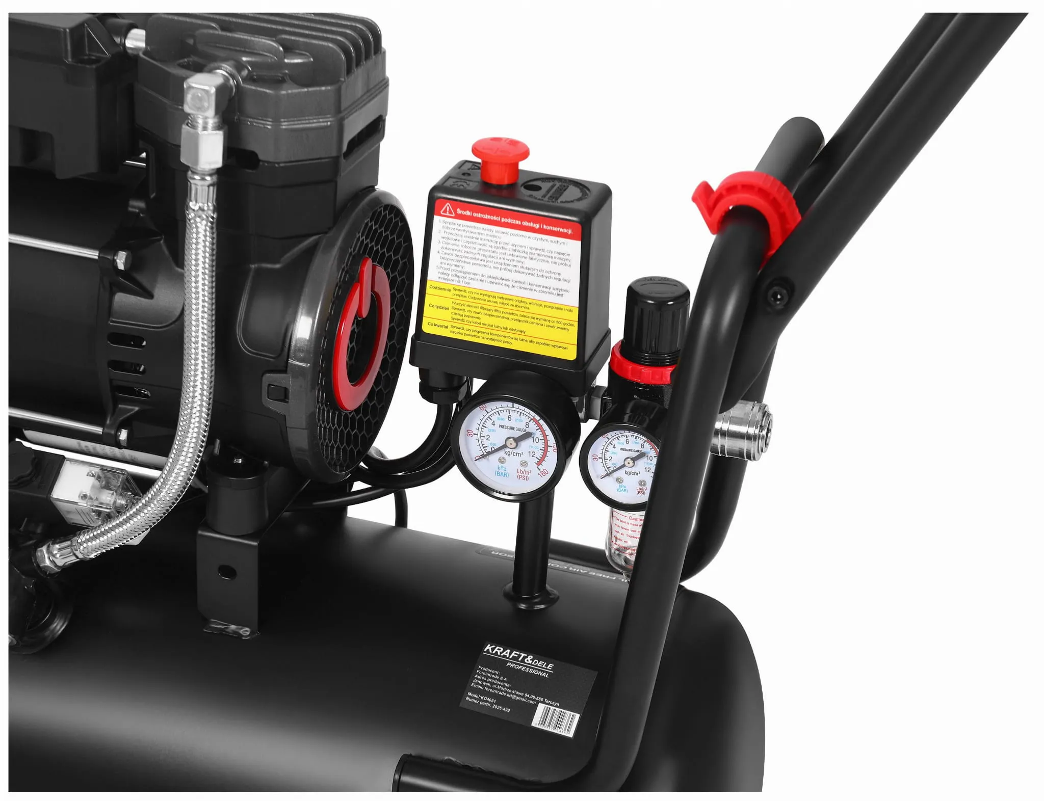 Kraft&Dele KD4081 betepalinis oro kompresorius, 24 l, 1450 W nuotrauka 4