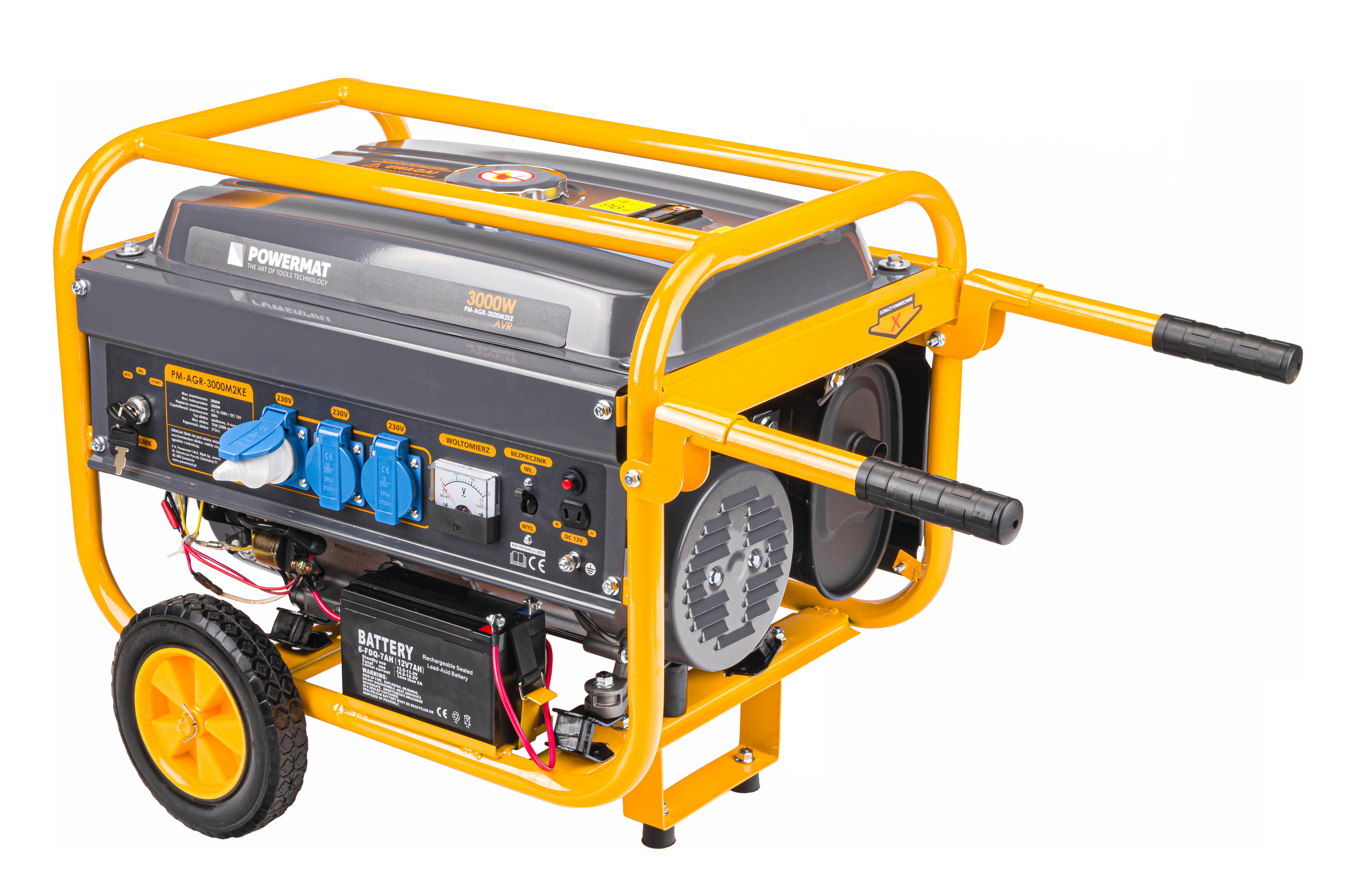Benzininis generatorius Powermat PM-AGR-3000M2KE, 3000 W (elektrinis starteris) — nuotrauka