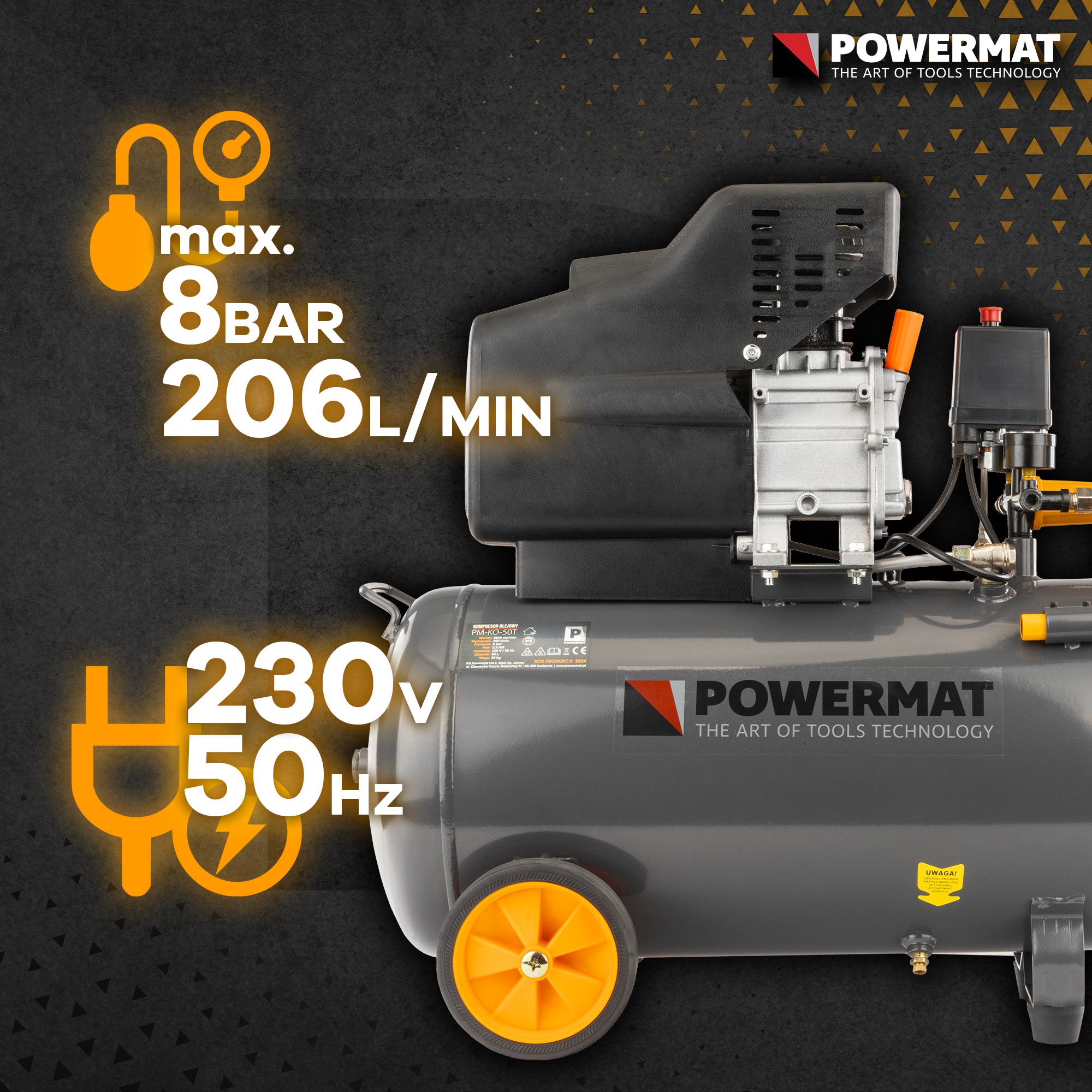 Powermat PM-KO-50T alyvinis oro kompresorius (PM0685) nuotrauka 5