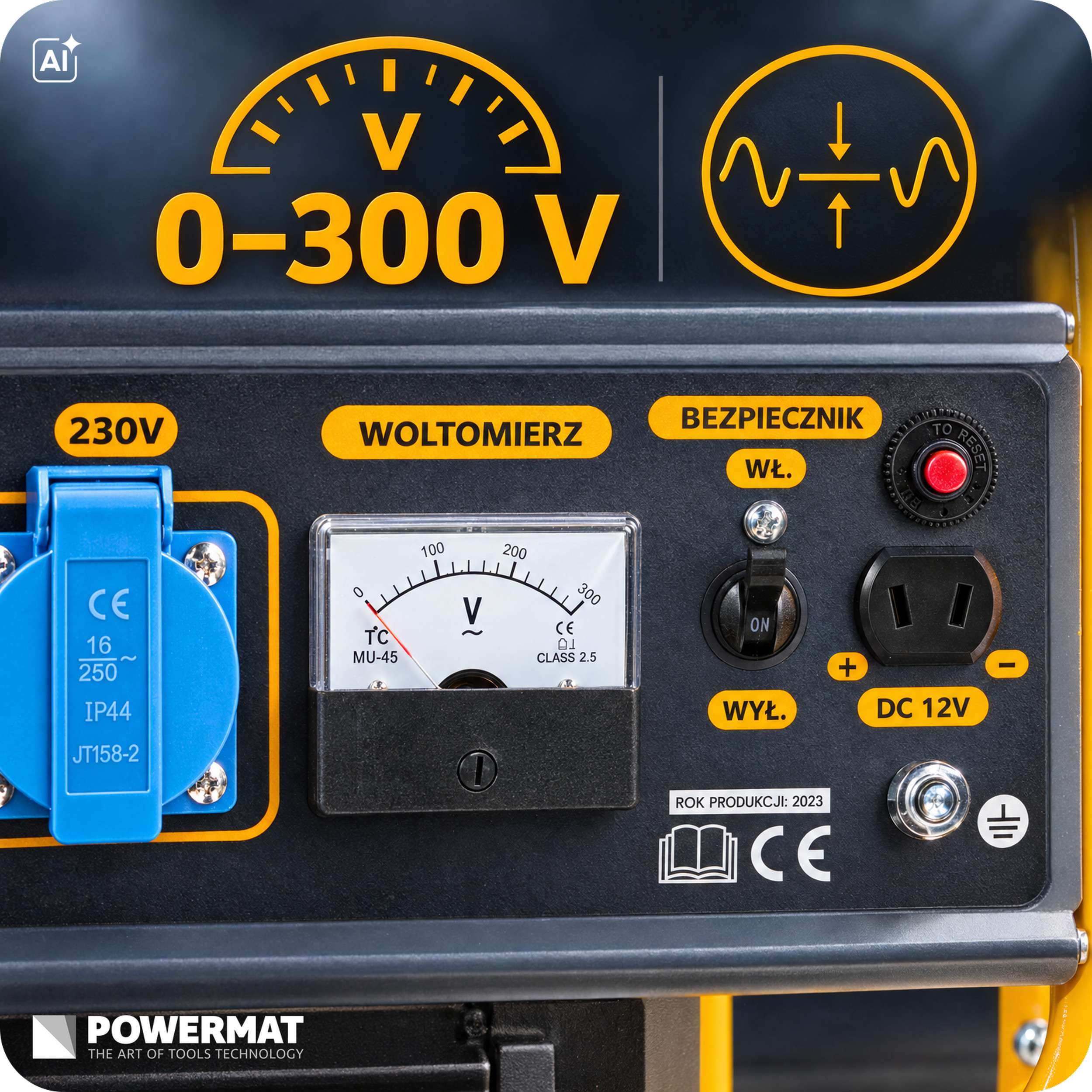 Benzininis generatorius Powermat PM-AGR-3000M2KE, 3000 W (elektrinis starteris) nuotrauka 9
