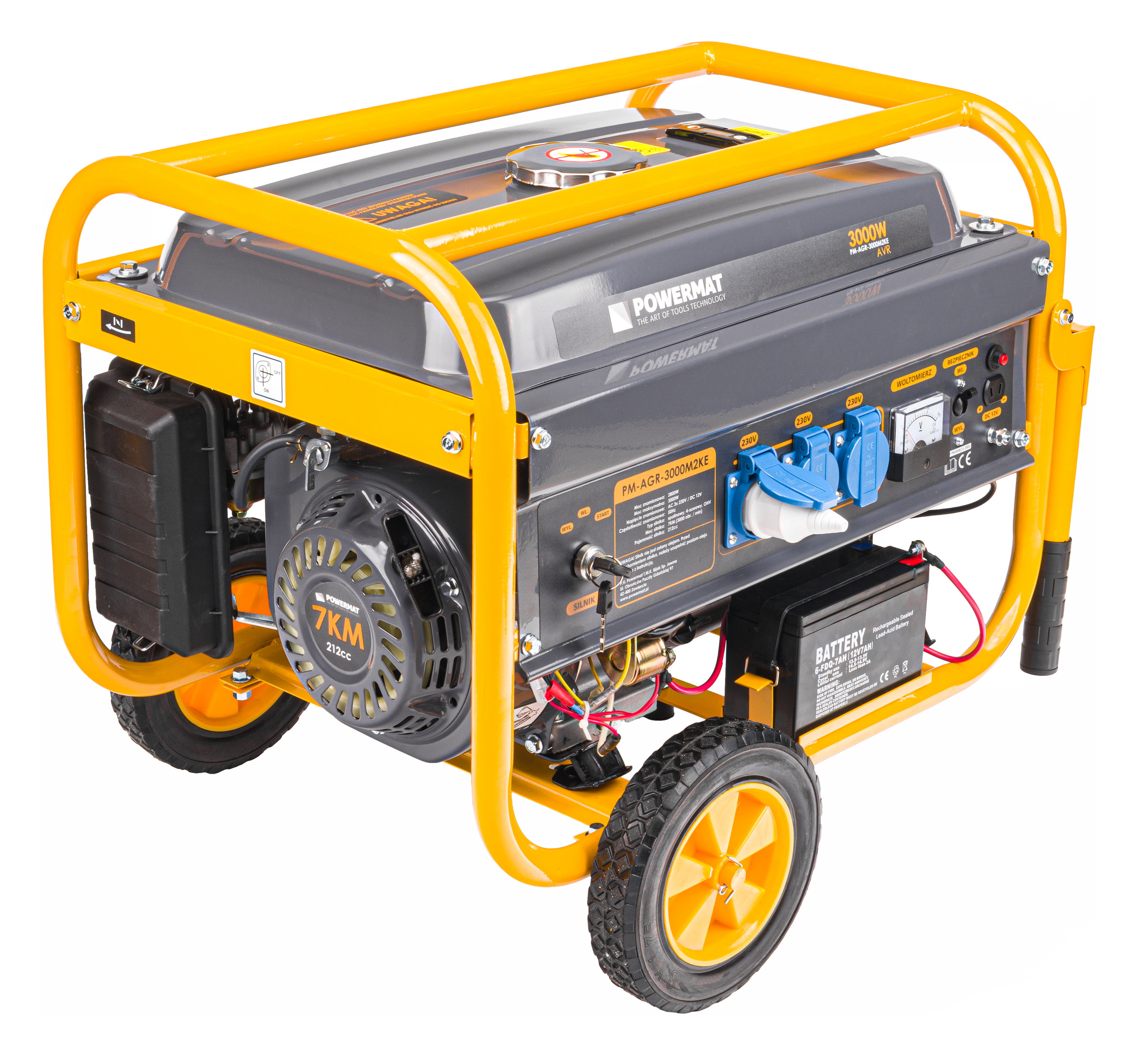 Benzininis generatorius Powermat PM-AGR-3000M2KE, 3000 W (elektrinis starteris) nuotrauka 3