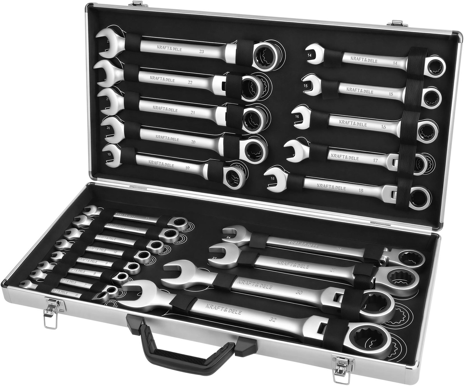 KRAFT&DELE KD11053 lankstomų terkšlinių kombinuotų raktų rinkinys, 22 vnt. nuotrauka 3