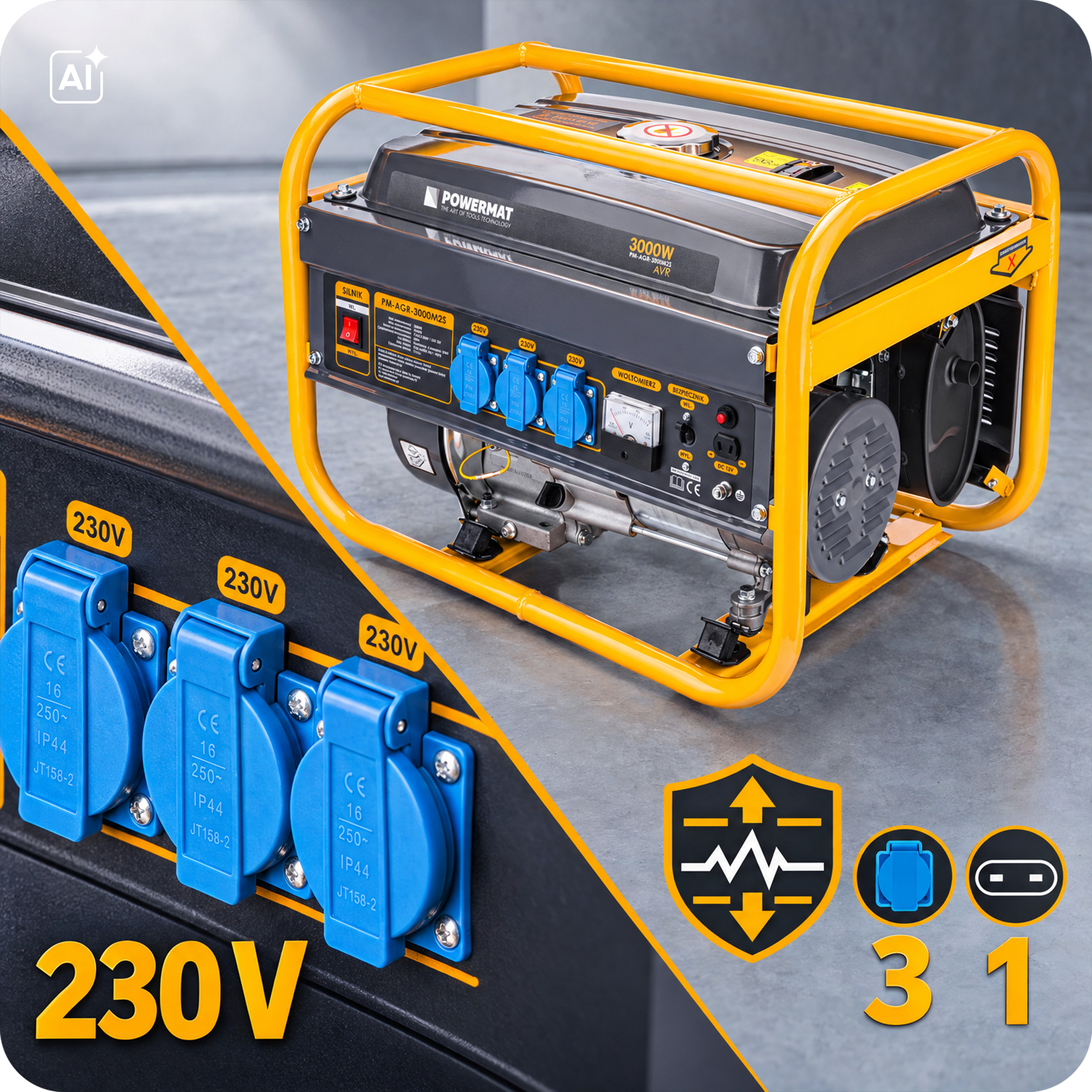POWERMAT PM-AGR-3000M2S benzininis generatorius 3000 W nuotrauka 12