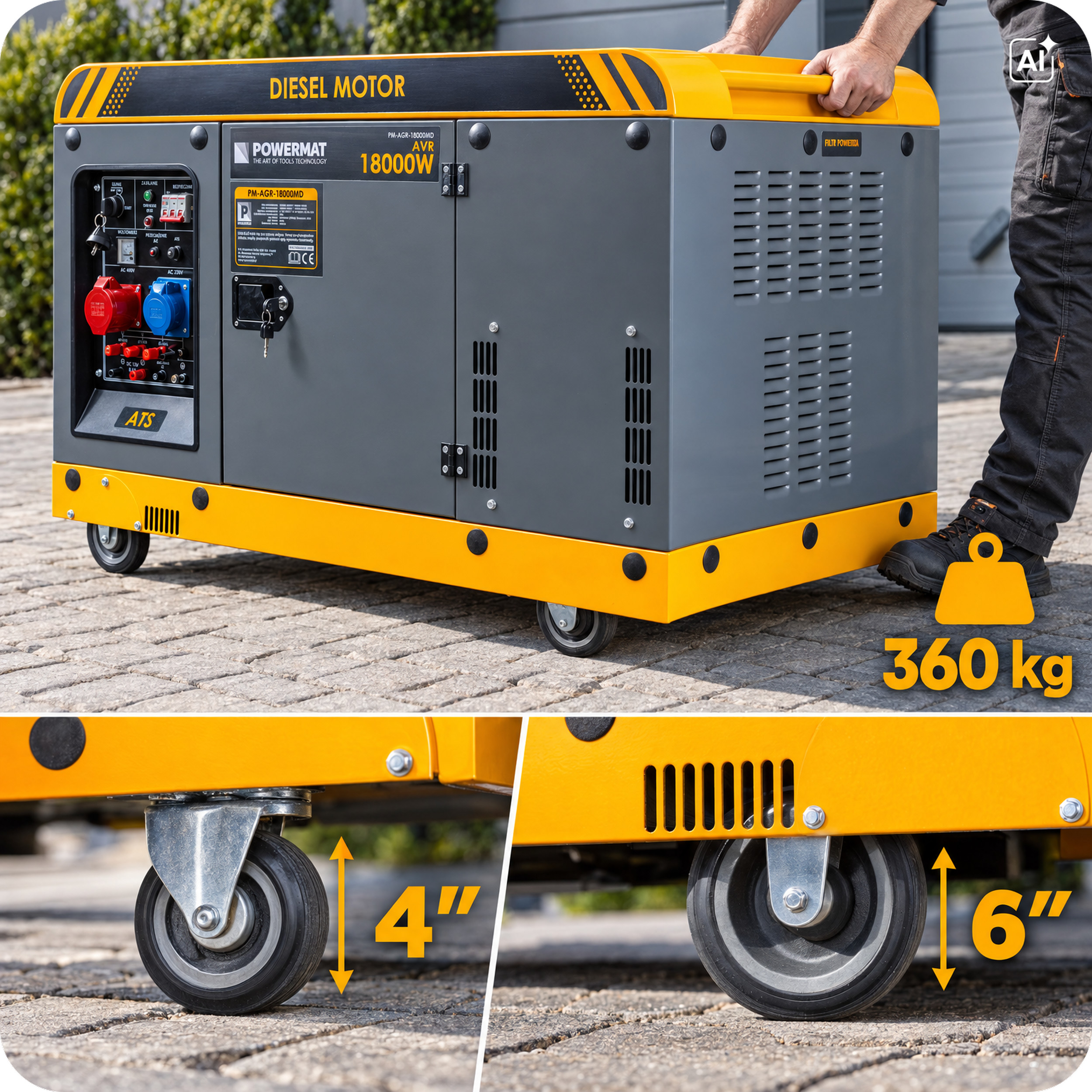 Powermat PM-AGR-18000MD dyzelinis trifazis generatorius su ATS, 18 kW nuotrauka 11