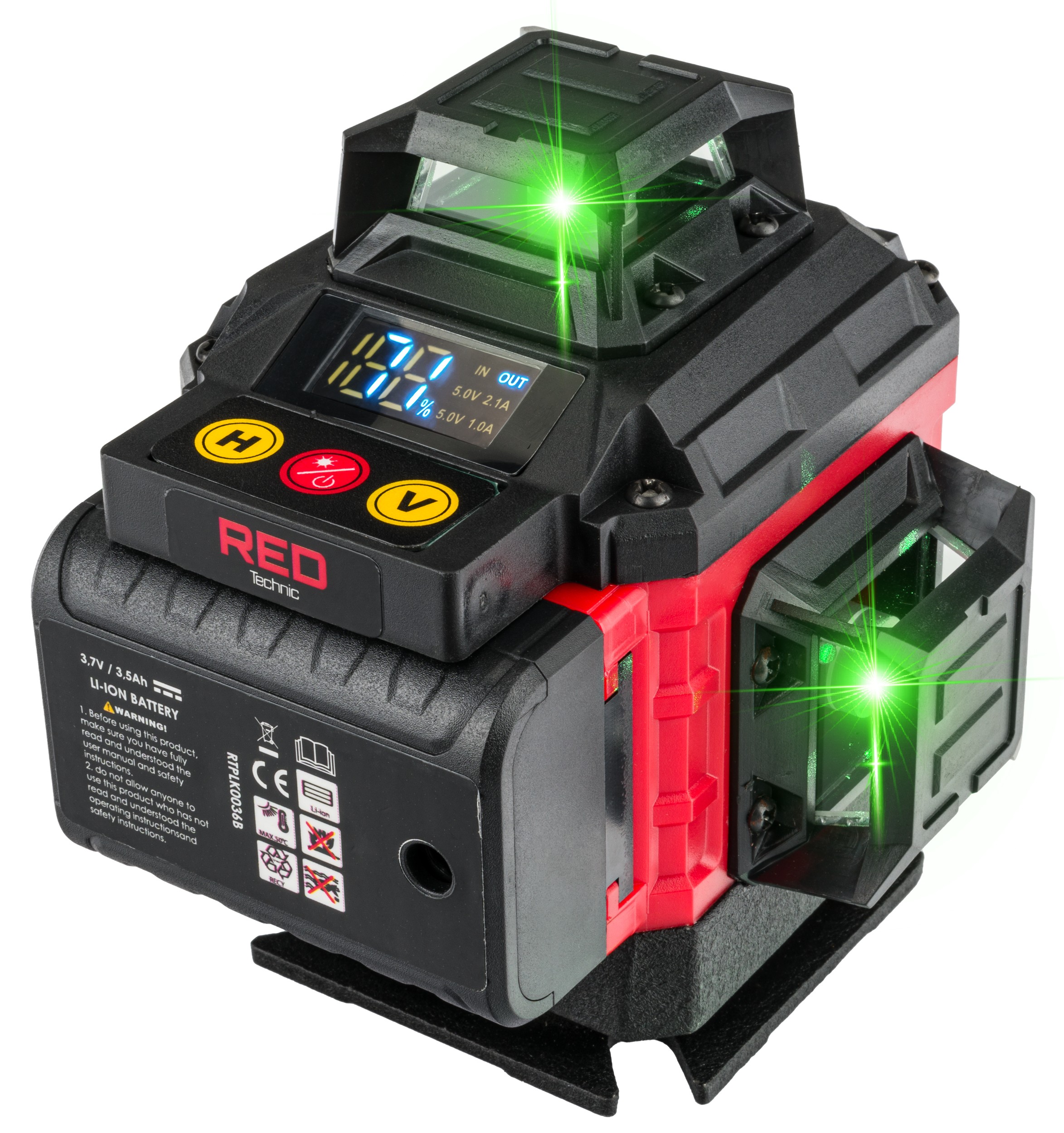 Lazerinis kryžminis nivelyras 4D 360° (žalias) RTPLK0036 nuotrauka 3