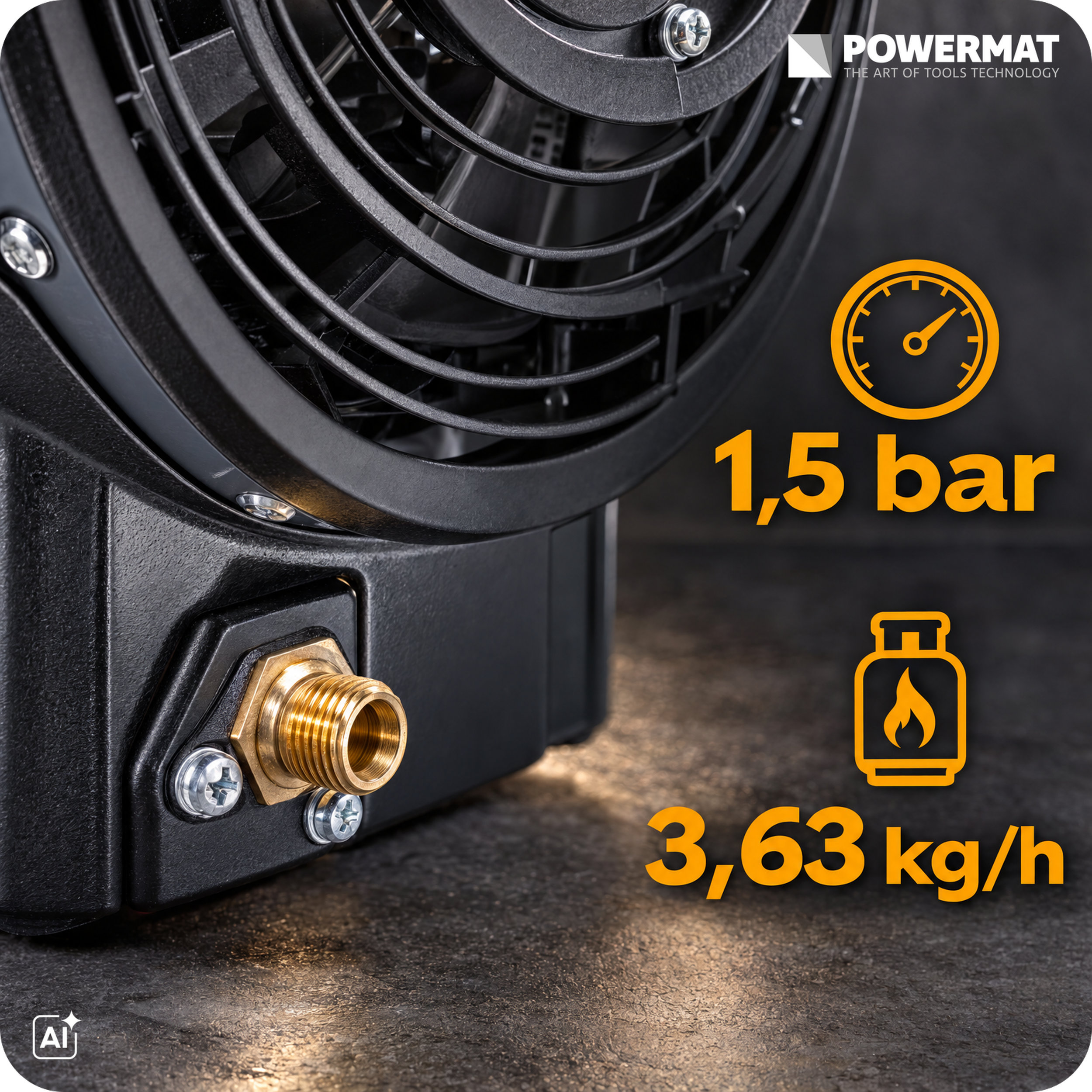 Powermat PM-NAG-65GLN dujinė oro pūtimo šildytuvė 65 kW su LCD termostatu nuotrauka 11