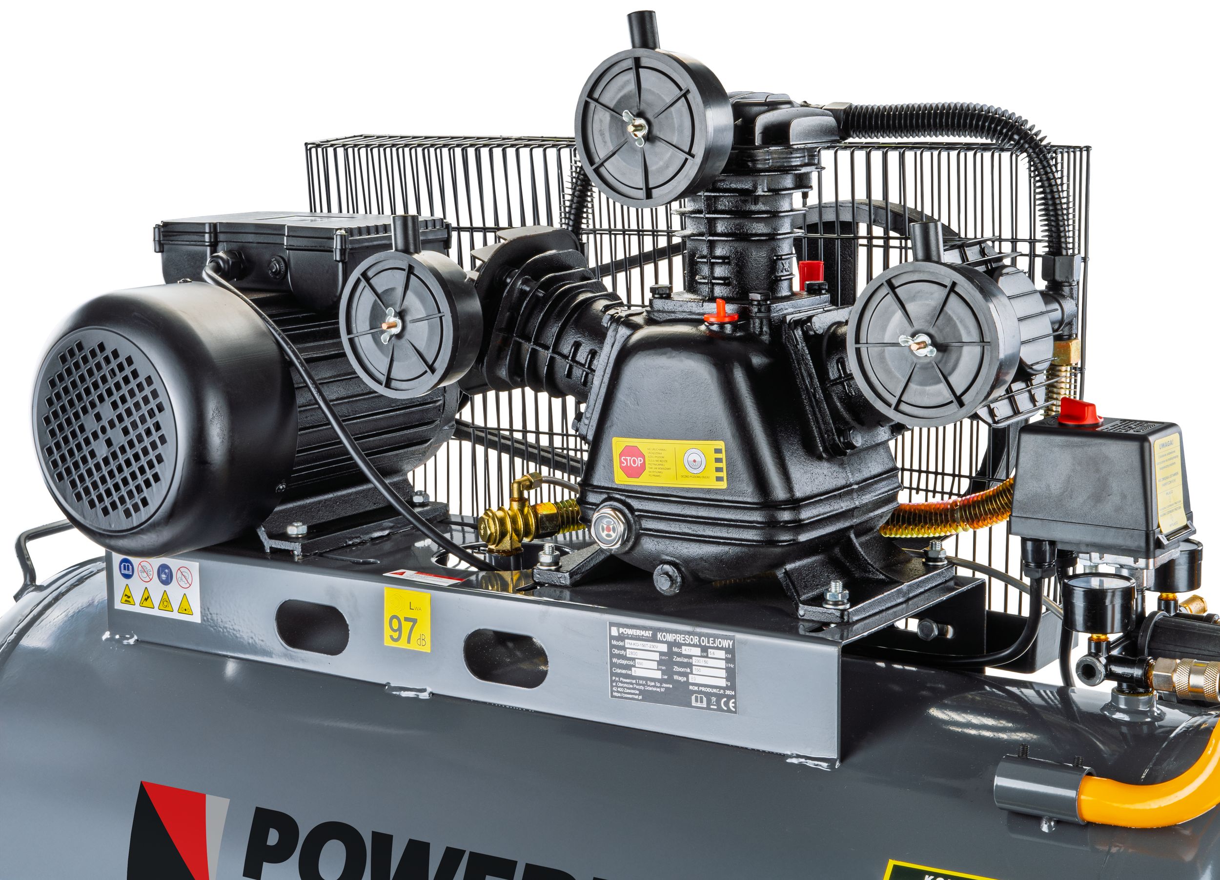 Alyvinis oro kompresorius Powermat PM-KO-150T-230V nuotrauka 3