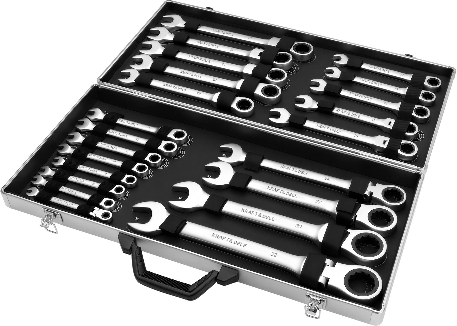KRAFT&DELE KD11053 lankstomų terkšlinių kombinuotų raktų rinkinys, 22 vnt. nuotrauka 4
