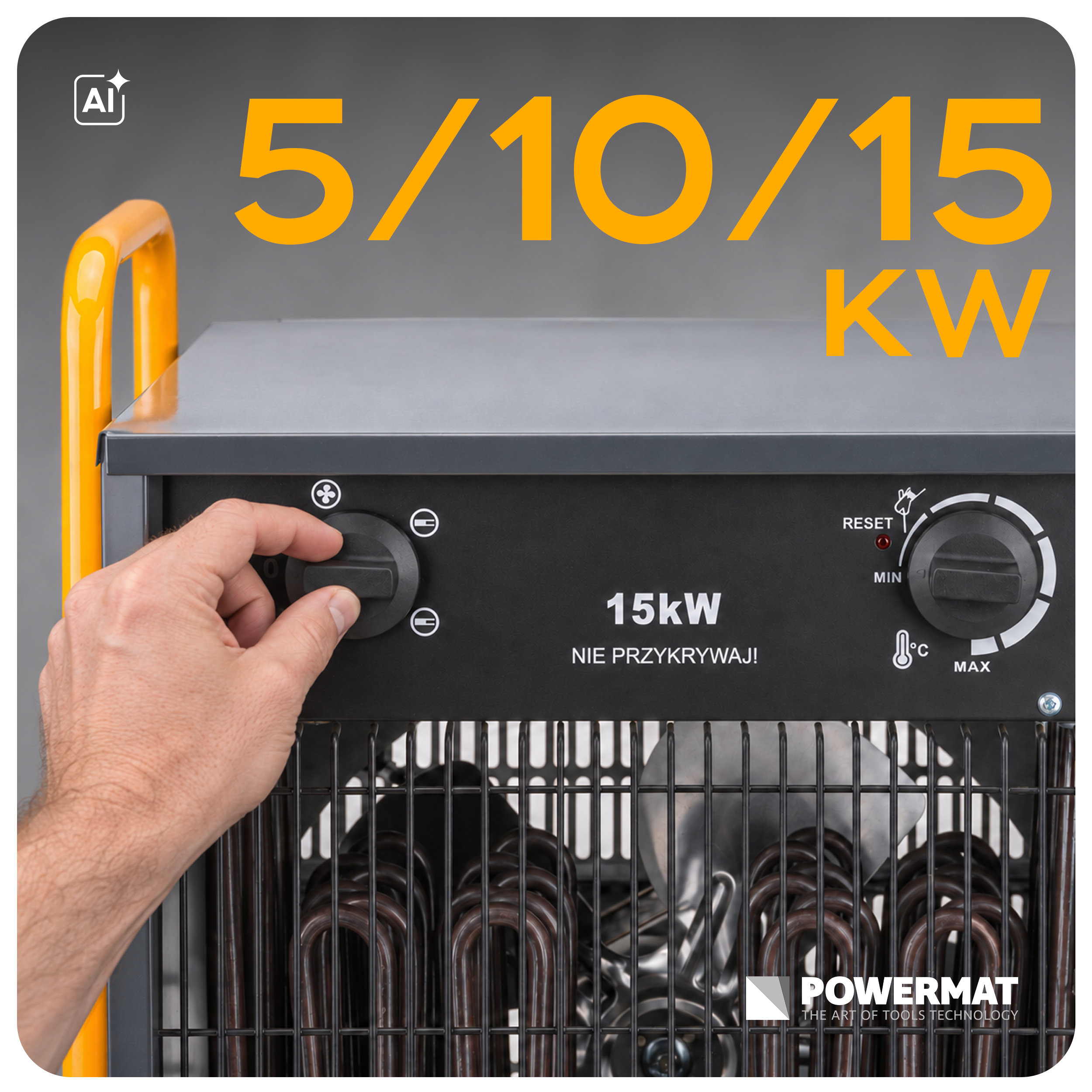 Powermat PM-NAG-15EDN elektrinis pramoninis šildytuvas 15 kW (400 V) nuotrauka 10
